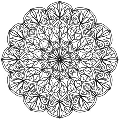 Mandala 377, ethnic, swirl pattern, object isolated on white background. Coloring page 436, hand drawn, vector.