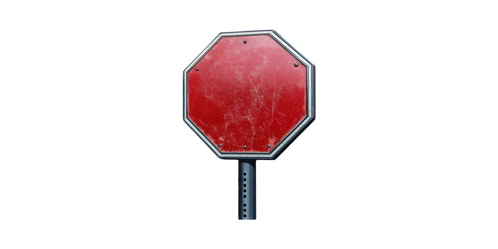 Red Blank Stop Sign. Symbol Of Traffic Control And Road Safety Isolated On Transparent Background