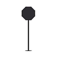 Black simple octagon sign on a pole with copy space. Simple octagon sign is perfect for adding text or logo. This black octagon sign on pole provides ample space for your message