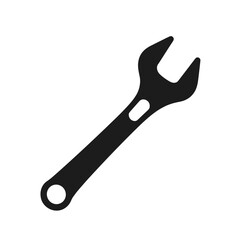 Obraz premium Black wrench symbol for maintenance. Simple black wrench icon perfect for repair services. This black wrench symbol is ideal for maintenance and repair websites, apps, and construction industry projec