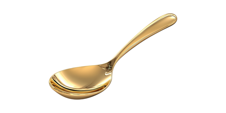 Golden Spoon. Luxury Dining And Elegant Tableware Concept Isolated On Transparent Background