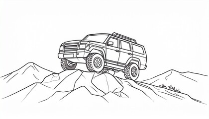 SUV Climbing Hill Vector