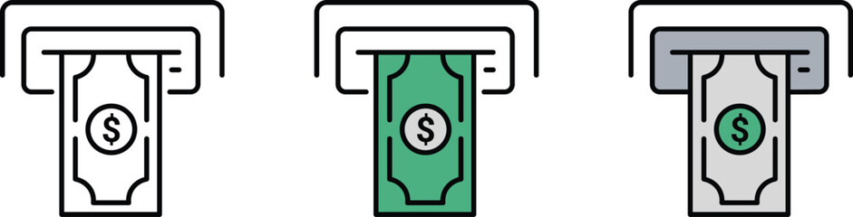 Money Withdrawal Icon Vector – Withdraw Money Symbol in Flat Style on White Background.  