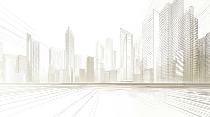 Fototapeta premium Architectural sketch of a city skyline.