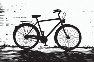 Obraz premium Classic City Bike Silhouette with Reflection on Grunge Background Vector