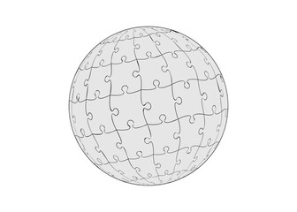 globe within puzzle isolated on transparent background for icon logo tattoo design. vector illustration.