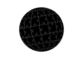 globe within puzzle isolated on transparent background for icon logo tattoo design. vector illustration.