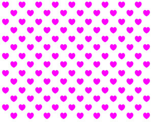 Seamless pattern with pink hearts on white background. Cute vector pattern.
