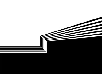 Vector transition from black to white. Black and white vector background of strict broken retro lines with space for text. Graphic Design Element. Geometric shapes