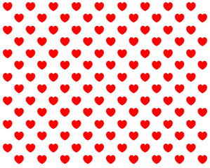 Seamless pattern with red hearts on white background. Cute vector pattern.