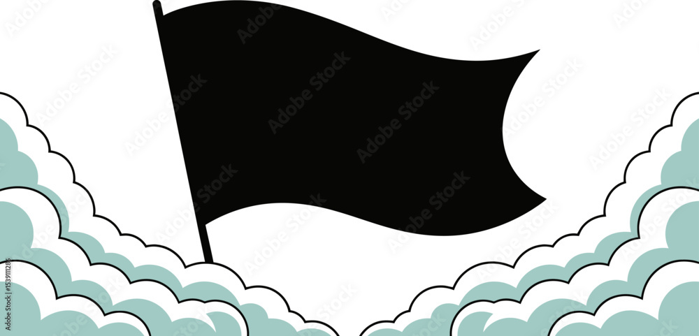 Poster black flag illustration vector image with cloud background for graphic design and web design usage e