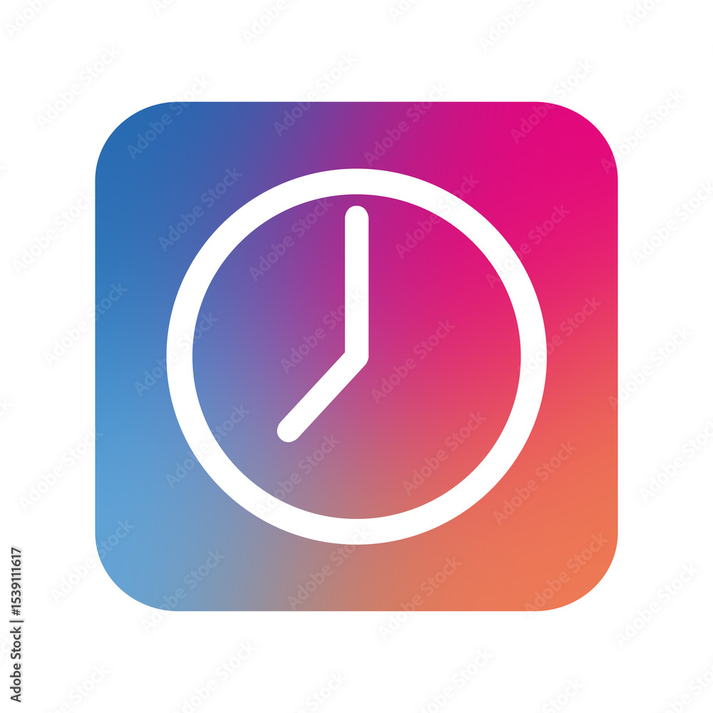 Poster clock icon on square internet button