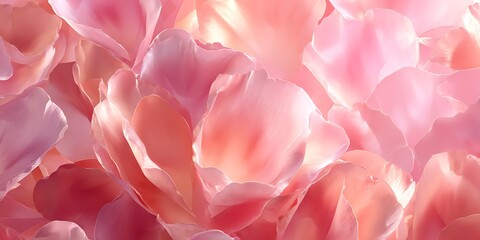 Obraz premium Close up view of many soft pink flower petals with light shining through petals creating a glow