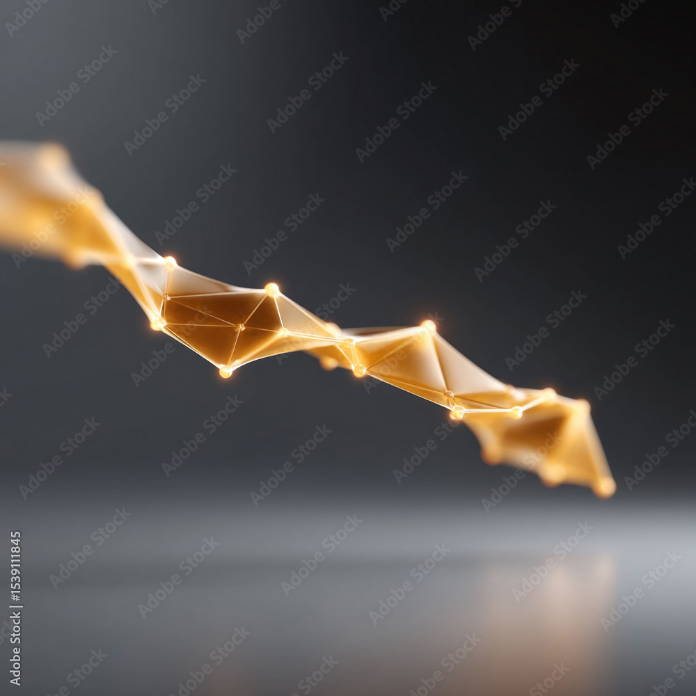 Poster abstract golden geometric network. perfect for technology, science, or data concepts. modern, sleek 