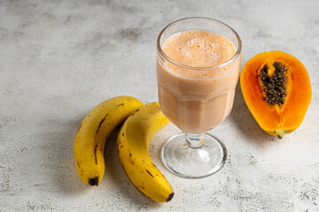Papaya, banana and milk smoothie.