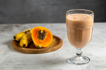Papaya, banana and milk smoothie.