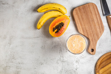 Papaya, banana and milk smoothie.