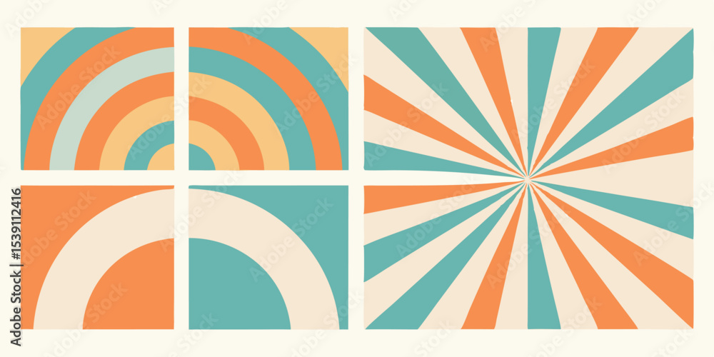 Poster a captivating vector illustration showcasing a unique set of retro style summer vacation designs wit