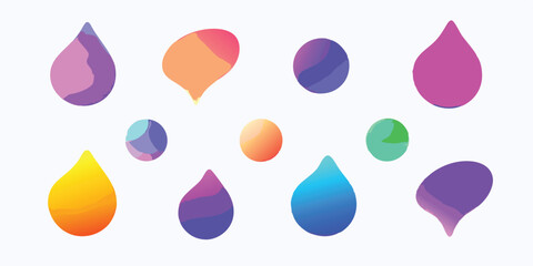 A collection of abstract gradient shapes in a modern illustration style perfect for summer vacation themed graphic design projects
