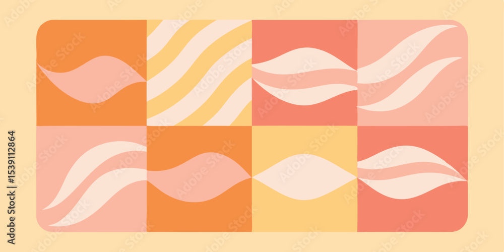 Aufkleber abstract geometric composition featuring wave and striped design elements in a harmonious palette su