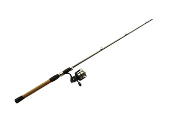 Fototapeta premium Fishing rod and reel isolated on a white background png ai generated
