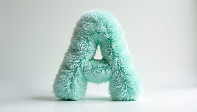 a fluffy, mint-colored letter "A," representing creativity and uniqueness. This playful design invites curiosity and an artistic charm, perfect for personal expression