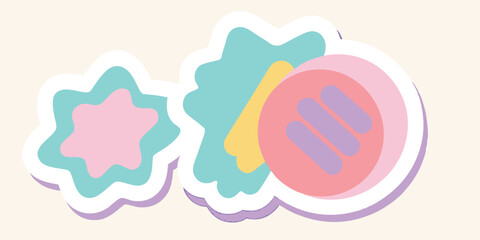 Pastel colored abstract shapes on a white background for summer vacation illustration set design projects with transparency
