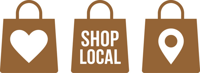 Shop local support small business shopping bag vector graphic illustration design for marketing store editable stock vector illustration