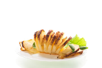 Hot dish of potatoes and lard in a mold