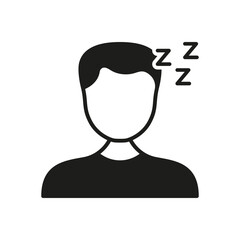 Sleeping Person With Zzz Solid Icon. Sleep, Rest, And Relaxation Silhouette Symbol. Tiredness And Nap Representation. Isolated Vector Illustration
