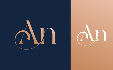 Initial letter AN NA logo design vector illustration for couple, wedding, and business