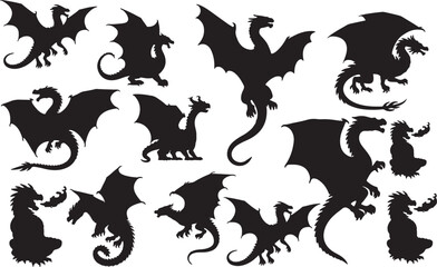 Mythical Creatures Dragon Silhouettes