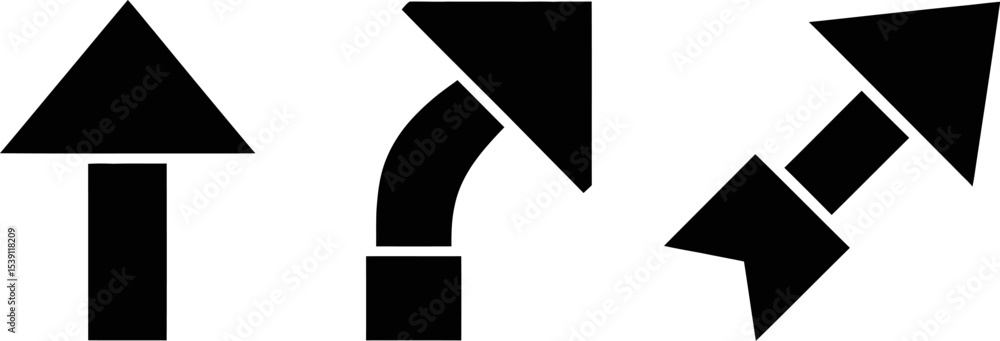 Poster arrow direction guide black vector illustration arrows set navigation pointer design graphics icon 1