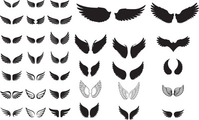 Wing Vector Collection Icons Silhouettes