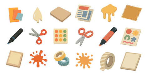 Craft and diy icons set – flat, filled, creative and artistic symbols