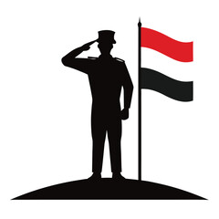 Soldier Saluting National Flag At Border