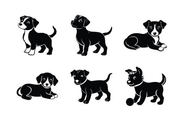 dog silhouette different style design bundle