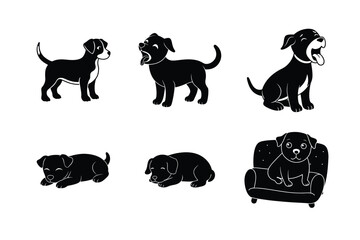 dog silhouette different style design bundle