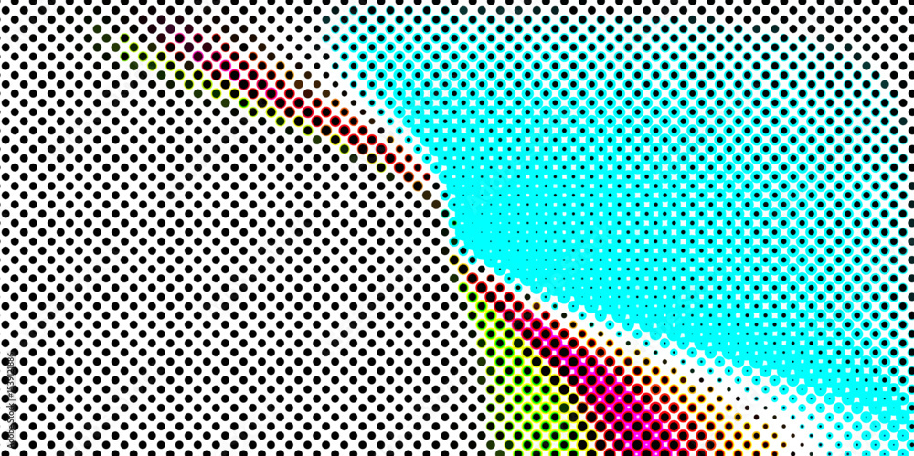 Poster abstract multi-colored halftone dots artistic design pop art pattern of geometric shapes colorful ba