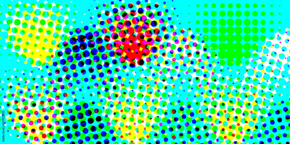 Poster abstract multi-colored halftone dots artistic design pop art pattern of geometric shapes colorful ba