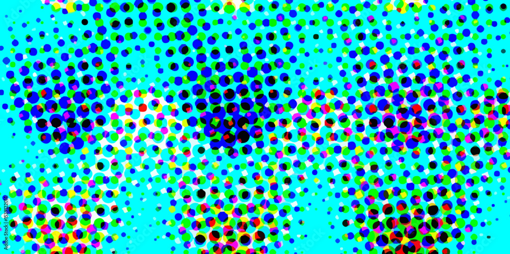 Fototapete Abstract multi-colored halftone dots artistic design pop art pattern of geometric shapes colorful background, texture effect monochrome halftone dot seamless design color abstract patterns background.