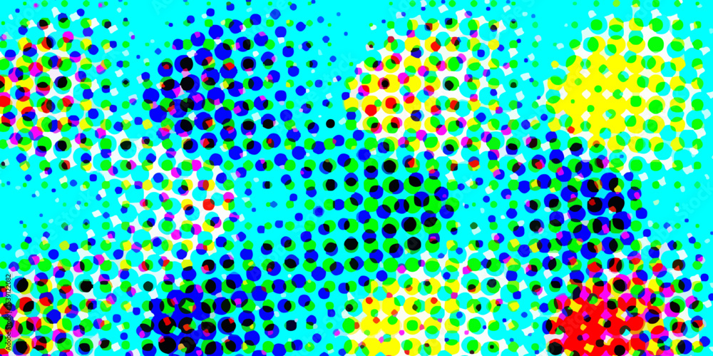 Poster abstract multi-colored halftone dots artistic design pop art pattern of geometric shapes colorful ba