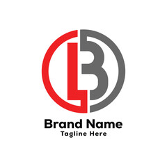 lb letter round red color creative logo design