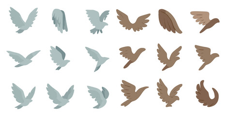 Bird silhouette icons set – flat, filled, avian and nature graphic symbols