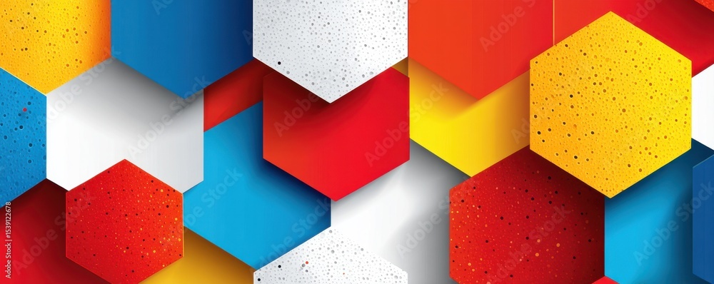 Poster abstract geometric hexagonal design with vibrant gradient color transitions