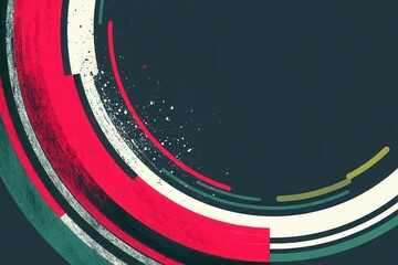 Abstract circular design with colorful glitch effect on dark background