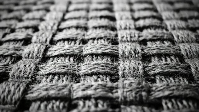 Woven fabric with small knit stitches, close-up view against gray background.