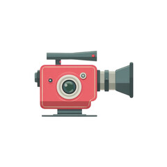 Retro movie camera vector illustration isolated on transparent background