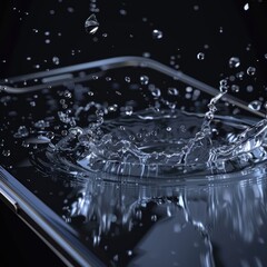 Transparent smartphone screen with rain animation showing shopping offers and discounts, blending modern ecommerce design with weather effects for engaging user experience. AI generated illustration.