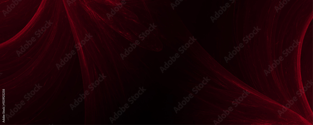Poster abstract digital art with red and pink swirling lines with black background. abstract red light trai